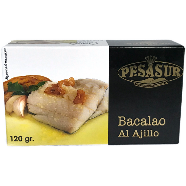 PESASUR BACALAO AL AJILLO (COD FILLETS SAUTÉED IN OLIVE OIL WITH GARLIC), 120g