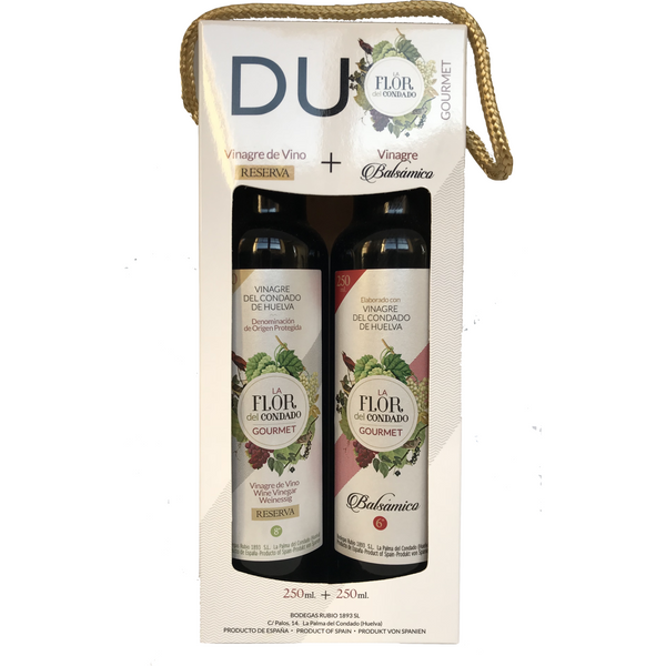 TWIN PACK GIFT BOX LA FLOR DEL CONDADO GOURMET P.D.O RESERVE & BALSAMIC VINEGARS