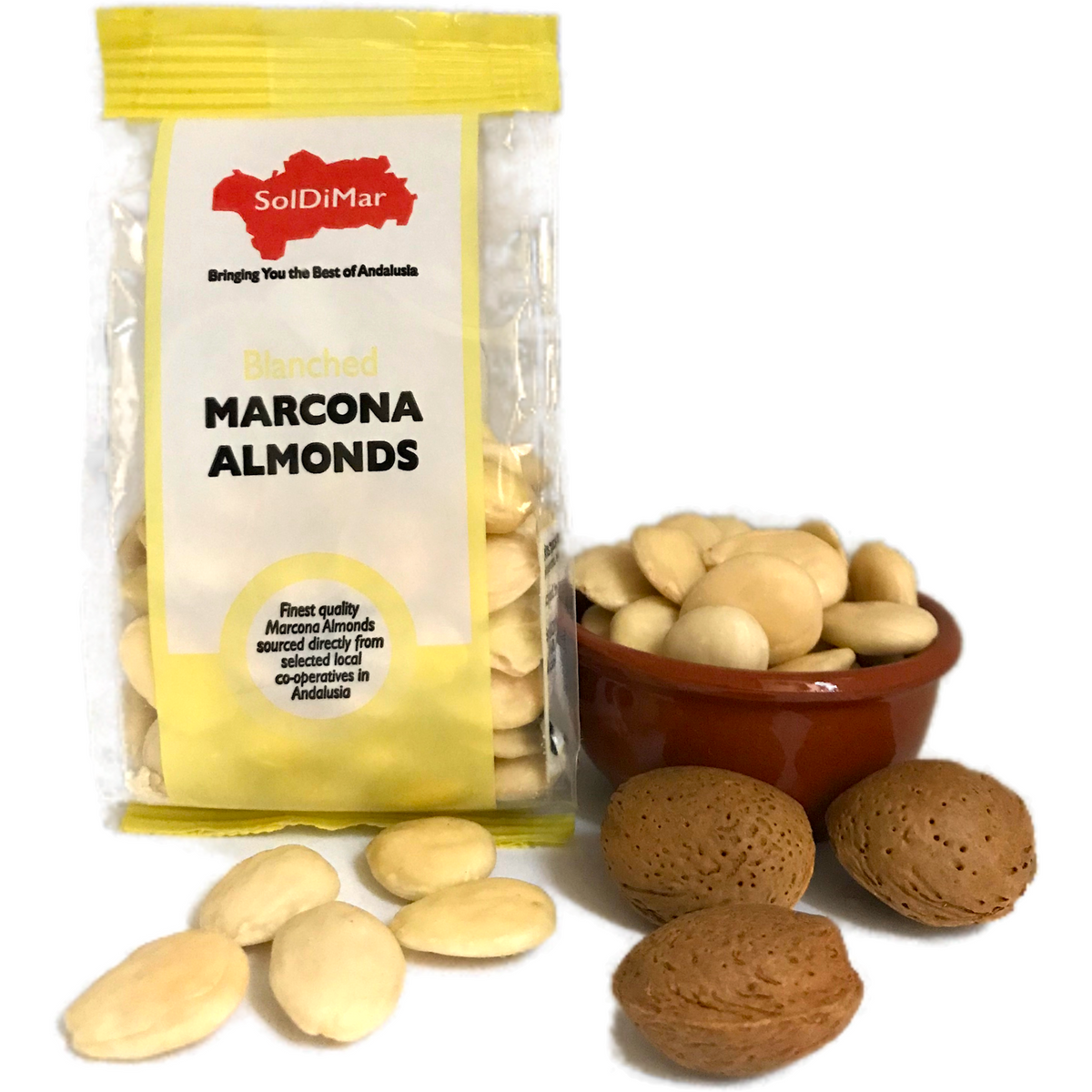 SOLDIMAR BLANCHED MARCONA ALMONDS, 100g