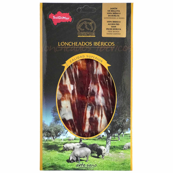 OVIPOR BELLOTA 100% IBERICO HAM FROM HUELVA, HAND CARVED 80g