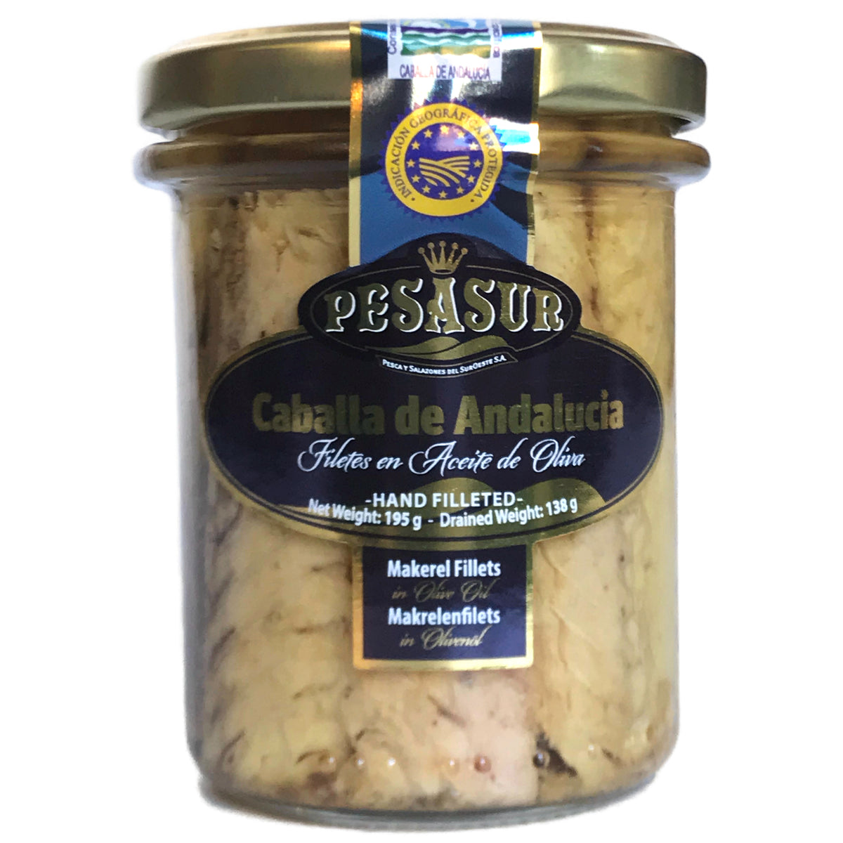 PESASUR MACKEREL FILLETS (CABALLA DE ANDALUCIA) IN OLIVE OIL, 195g