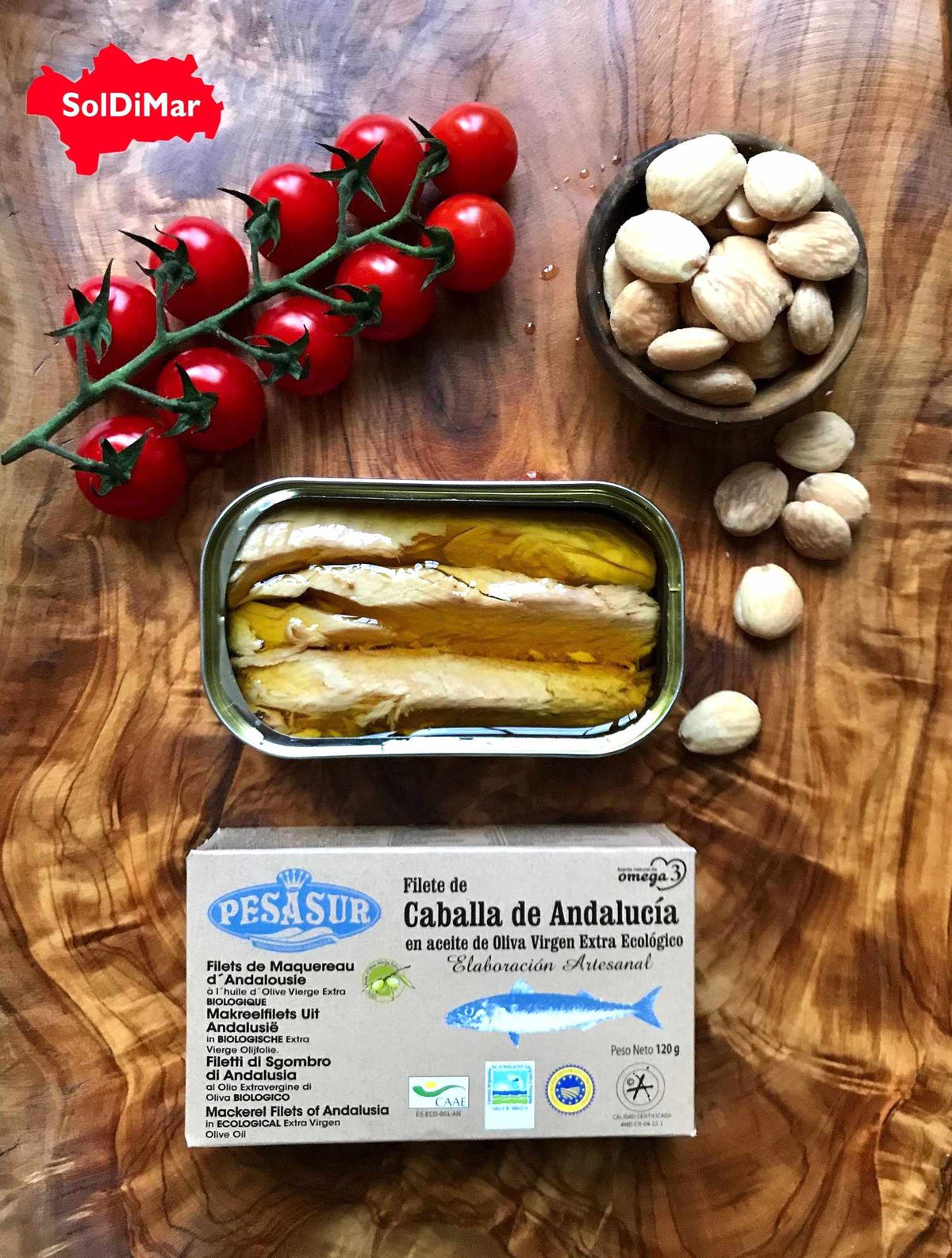 PESASUR MACKEREL (CABALLA DE ANDALUCIA) FILLETS IN ORGANIC EXTRA VIRGIN OLIVE OIL, 120g