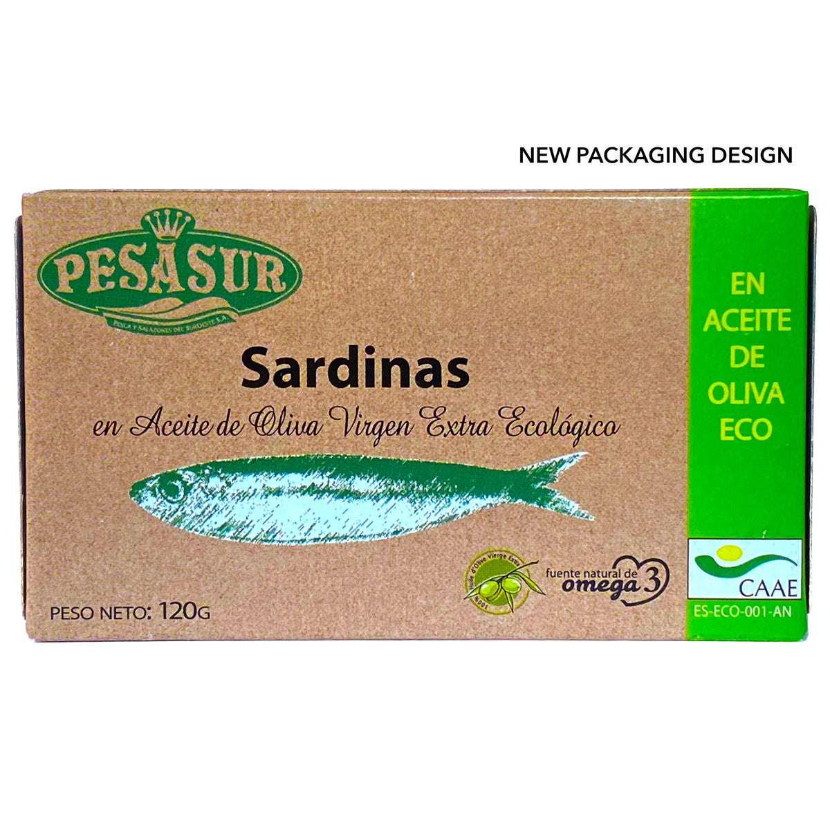 PESASUR SARDINES IN ORGANIC EXTRA VIRGIN OLIVE OIL, 120G