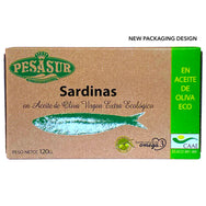 PESASUR SARDINES IN ORGANIC EXTRA VIRGIN OLIVE OIL, 120G