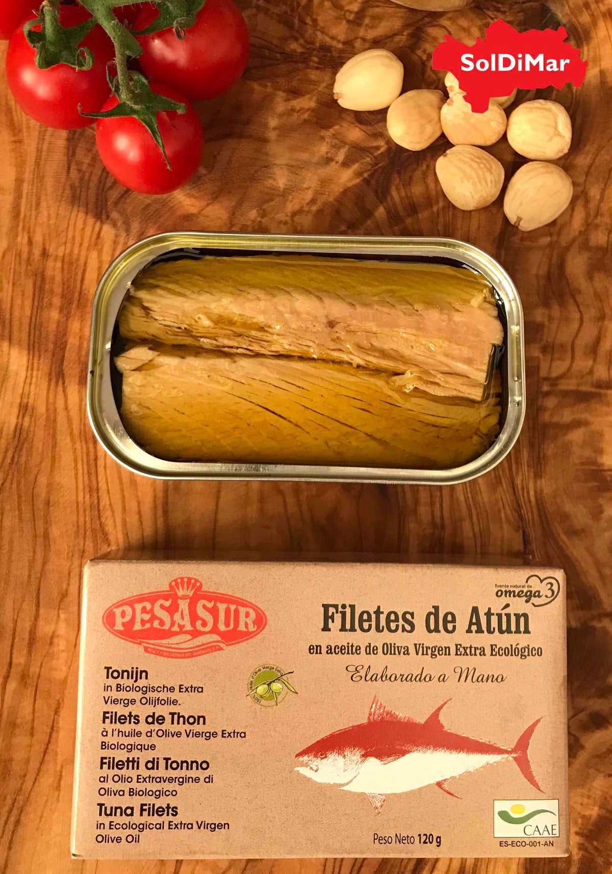 SolDiMar Pesasur Tuna Fillets in Organic Extra Virgin Olive Oil 120g tin-can