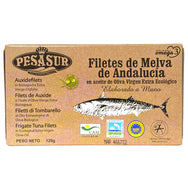 PESASUR FRIGATE TUNA (MELVA DE ANDALUCIA) IN ORGANIC EXTRA VIRGIN OLIVE OIL, 120g