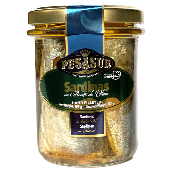 PESASUR SARDINES IN OLIVE OIL, 195g