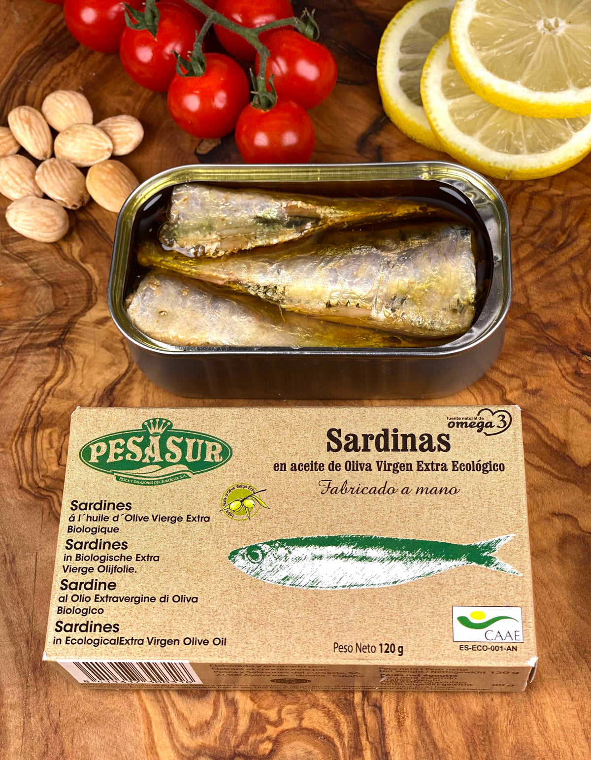 PESASUR SARDINES IN ORGANIC EXTRA VIRGIN OLIVE OIL, 120G